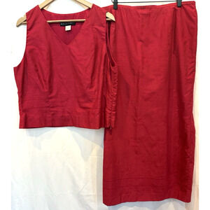 VTG Bianca Nygard Linen Maxi Skirt Crop Top Set Size 16 Glam Old Money Preppy